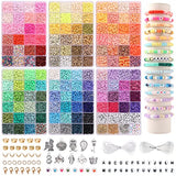 QUEFE 14000pcs, 136 Colors Clay Beads for Bracelet Making Kit Flat Round Polymer Clay Beads Spacer Heishi Beads for Jewelry Making with Pendant QUEFE