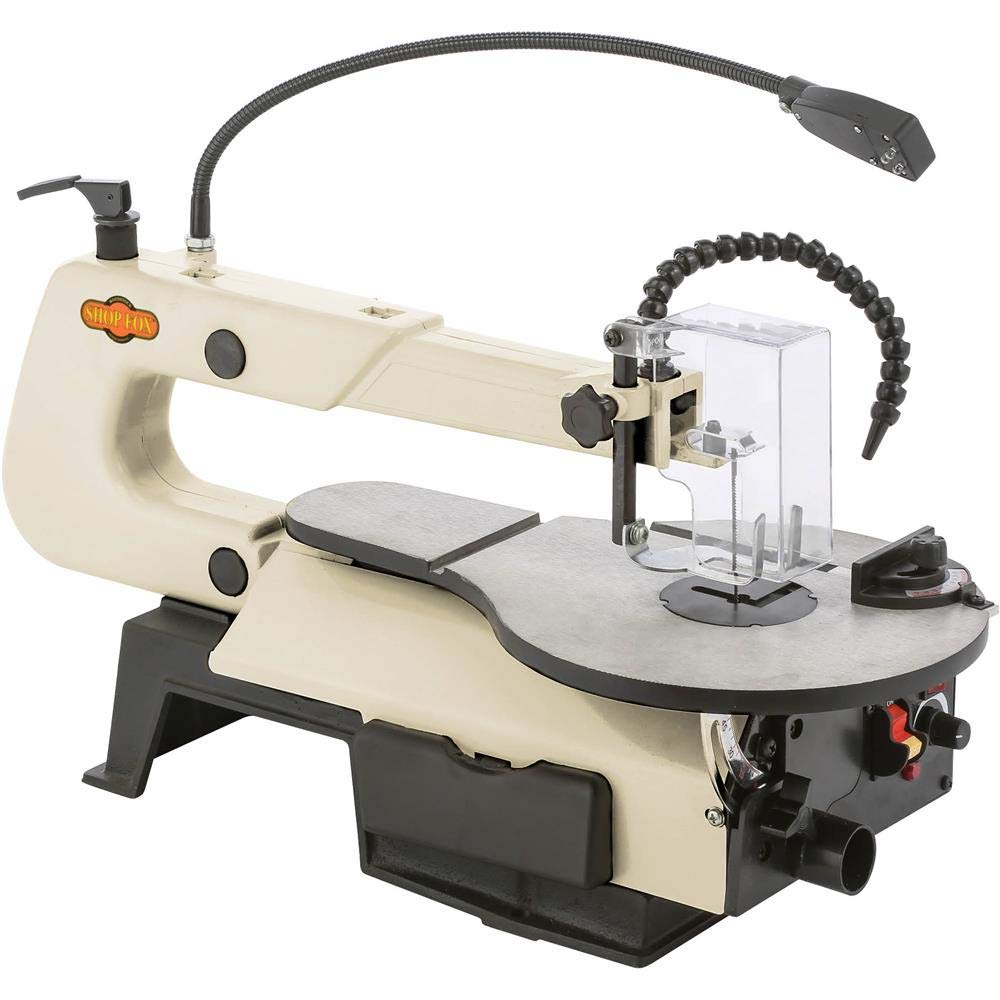 Shop Fox W1872 16" VS Scroll Saw with Foot Switch, LED, Miter Gauge, Rotary Shaft - WoodArtSupply