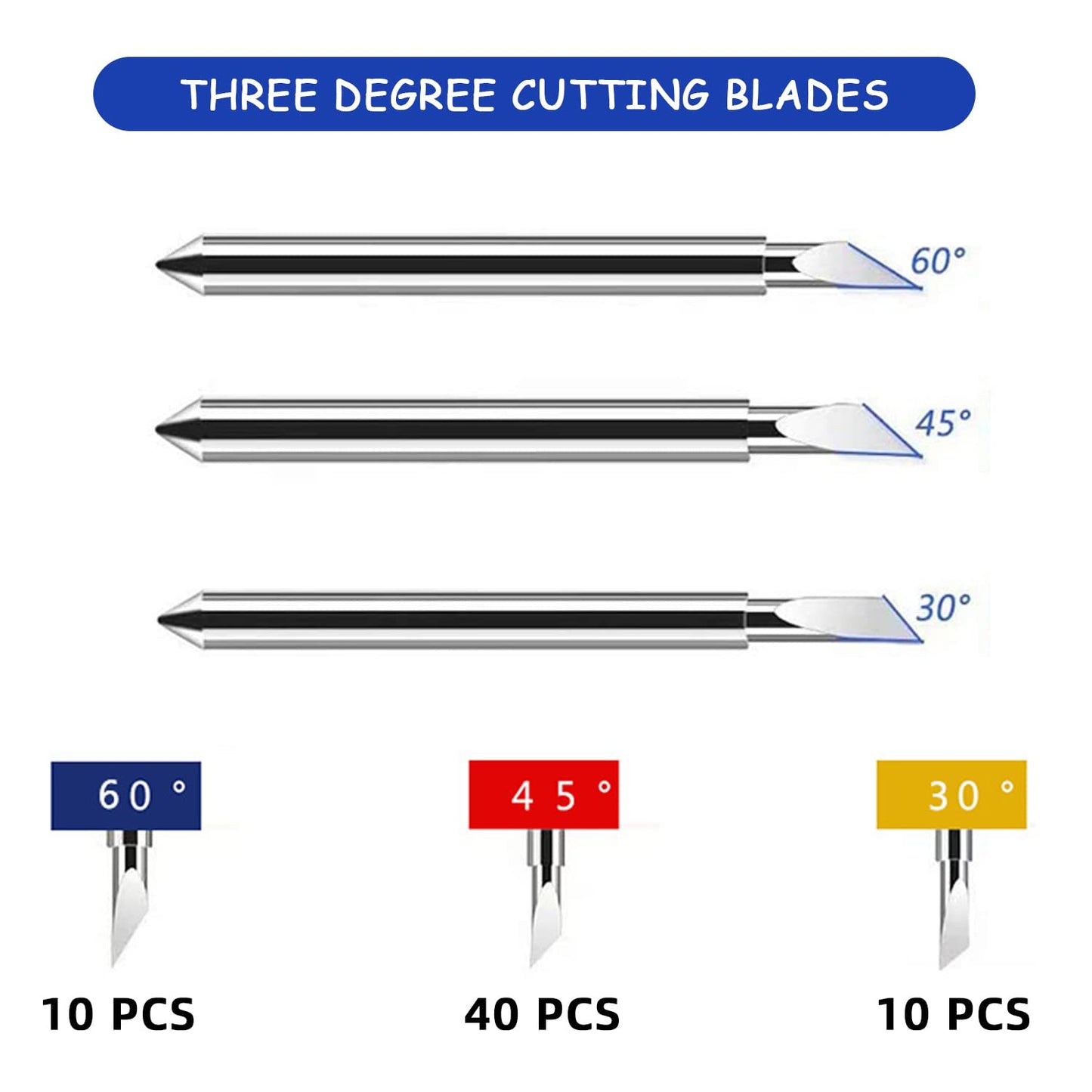 60PCS Replacement Blades for Cricut Cut Blades Explore Air 2/Air 3/Maker 3/ for Explore Cricut Cutting Replacement Blades Compatible with Cricut 10 30° Fine Point 40 45° Standard 10 60° Deep Point