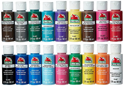 Acrylic Paint Set, 18 Piece (2-Ounce), PROMOABI Assorted Colors I Apple Barrel