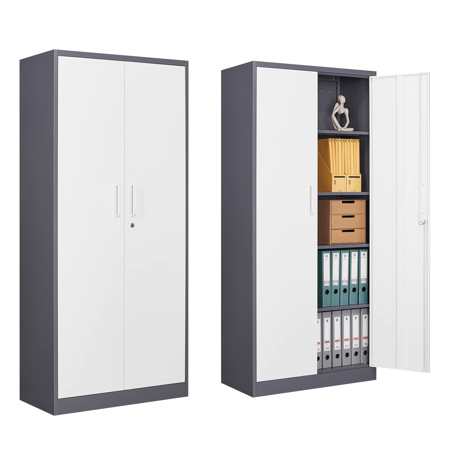 Anxxsu Metal Storage Cabinet With 2 Doors And 4 Adjustable Shelves