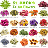 [Latest] 21 Pack Dried Flowers for Candle Making, 100% Natural Dried Herbs Kit for Soap Making, Bath, Resin Jewelry Making, Bulk Dried Flowers JAZIPO