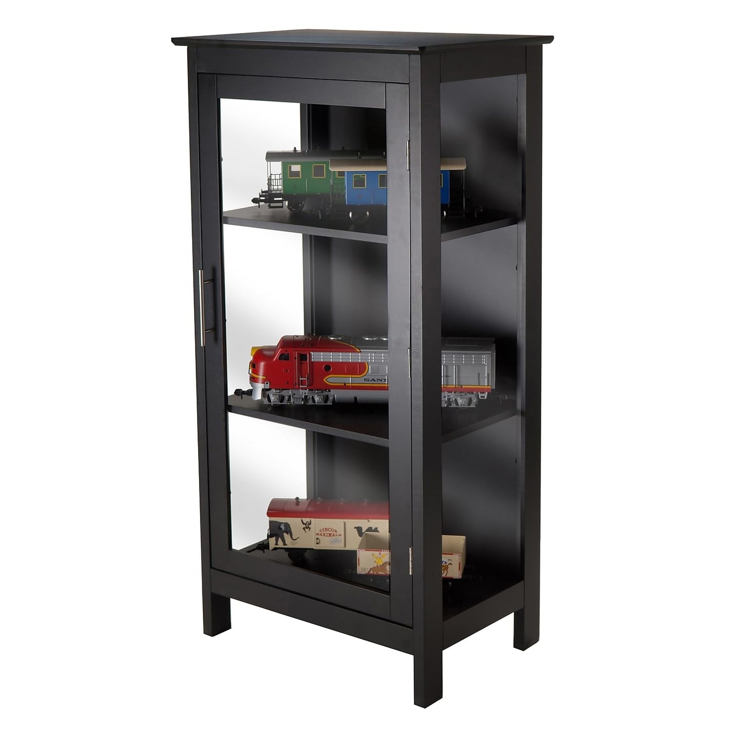 Winsome Poppy Display Cabinet with 3-Sided Tempered Glass, 47.2"H, Black (20523) - WoodArtSupply