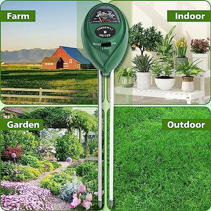 Berry&Bird Soil Moisture Meter, 3-in-1 Plant Moisture Meter for Soil Moisture/PH Meter/Sunlight Indoor & Outdoor, Hygrometer Sensor Soil Testing Tool - WoodArtSupply