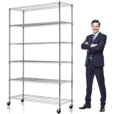 Meet perfect Adjustable Storage Shelves 6 Tier Wire Shelving Unit and Storage, 2100lbs Capacity Metal Shelving Heavy Duty Garage Shelves Storage Meet perfect