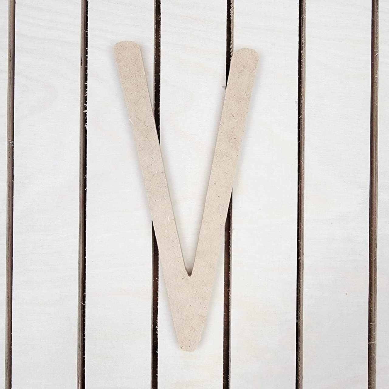 13" Wooden Thin Letter V Unfinished, Skinny Lemon Font, Craft Cutout on 1-8" MDF Build-A-Cross
