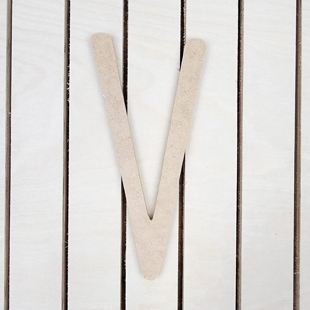 13" Wooden Thin Letter V Unfinished, Skinny Lemon Font, Craft Cutout on 1-8" MDF Build-A-Cross