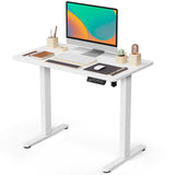 JOY worker Small Electric Standing Desk, 35" x 20" Whole Piece Height Adjustable Desk with Memory Controller, White Sit to Stand Desk Workstation for JOY worker