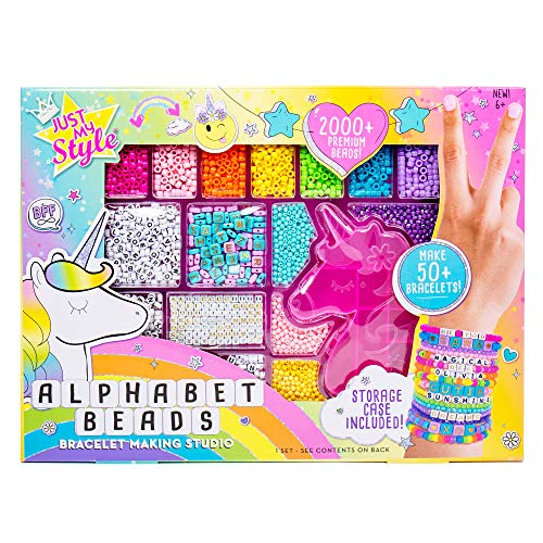 Just My Style Alphabet Beads Bracelet Making Studio By Horizon Group USA, Make 50+ Custom Bracelets With Over 2000+ Premium Beads, Includes Storage - WoodArtSupply