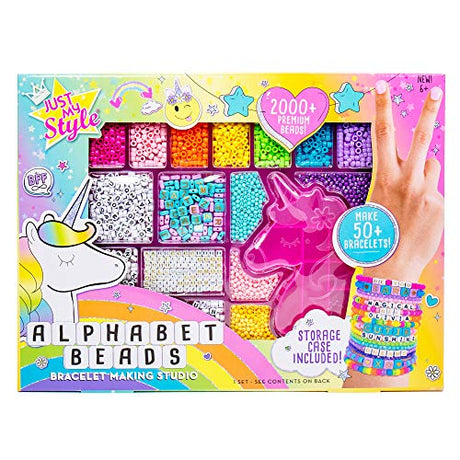 Just My Style Alphabet Beads Bracelet Making Studio By Horizon Group USA, Make 50+ Custom Bracelets With Over 2000+ Premium Beads, Includes Storage Just My Style
