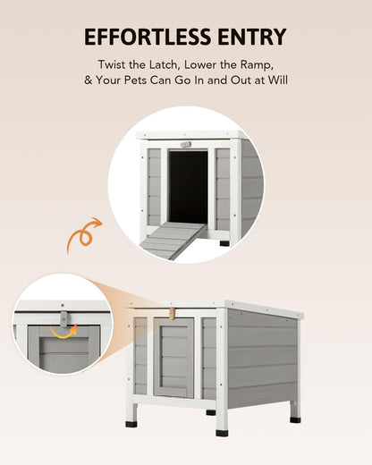 CO-Z Outdoor Cat House Weatherproof Rabbit Hutch Hideout Indoor Bunny Cage, Wooden Outside Shelter for Feral Cats, Rabbits, Chicken, Small Animal, - WoodArtSupply