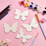 GOMAKERER 48 Pcs Wooden Butterfly Cutouts, 4 Styles Natural Unfinished Butterfly Slices Blank Butterfly Shaped Wood Cutouts Wooden Butterfly GOMAKERER