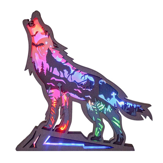 3D Carved Wooden Animal LED Night Light – Tivisiy Multi-Colour Decorative Lamp for Home & Office - WoodArtSupply