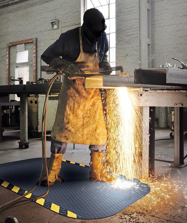 American Floor Mats Hog Heaven Premium 7/8" Black & Yellow Border 3' x 5' Nitrile Backed Anti-Fatigue Comfort Mat American Floor Mats