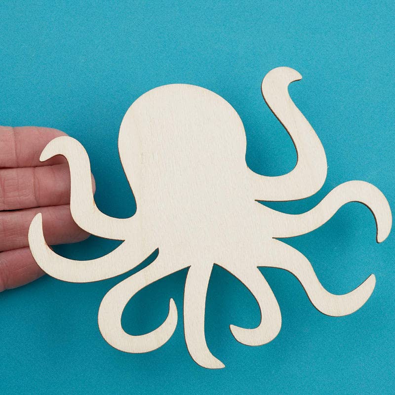 Pack of 24 Unfinished Wood Octopus Cutouts by Factory Direct Craft - Octopus Blank Wooden Sea Coastal Marine Shapes for DIY Scouts, Camps, Vacation