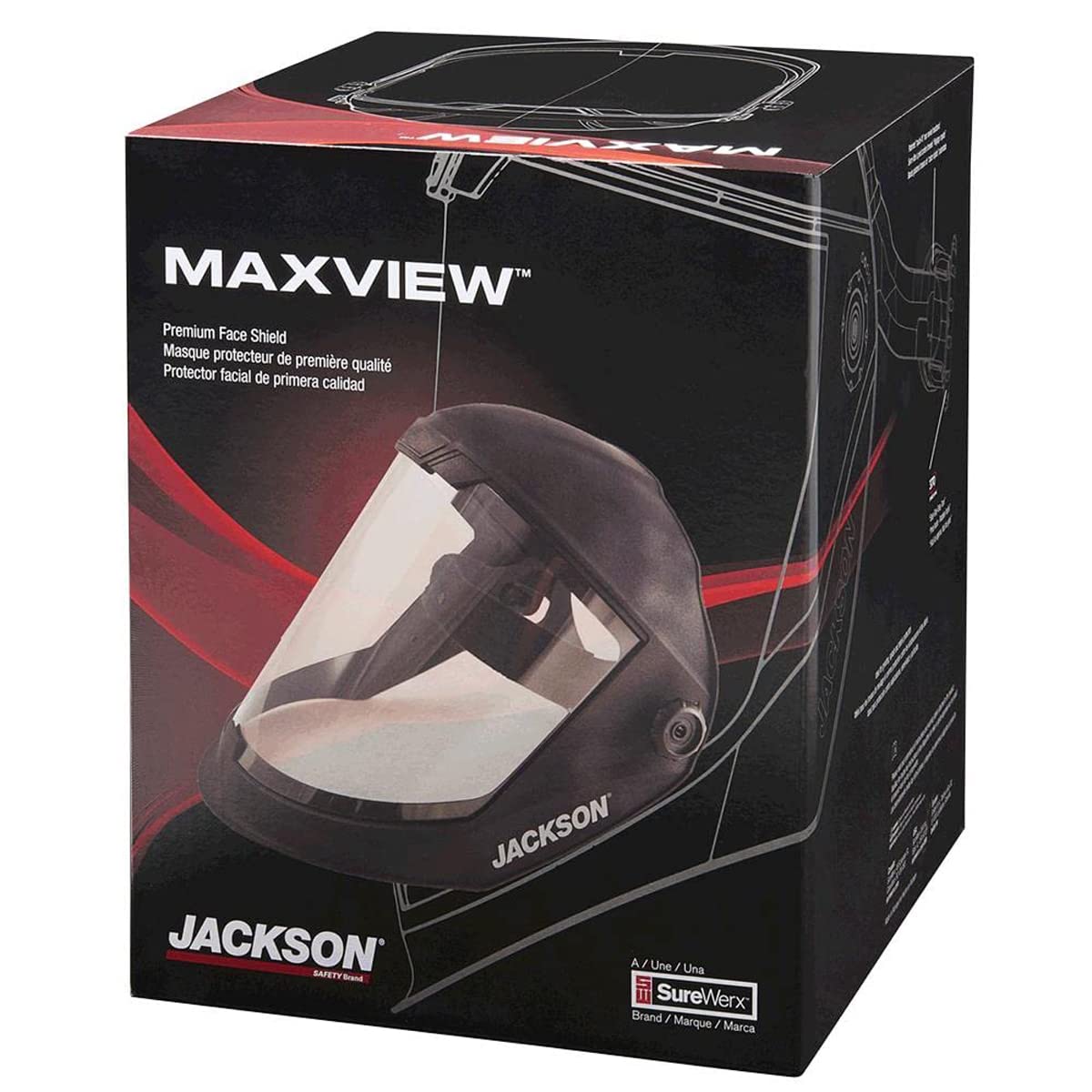 Jackson Safety Lightweight MAXVIEW Premium Face Shield with 370 Speed Dial Ratcheting Headgear – Uncoated Clear JACKSON SAFETY