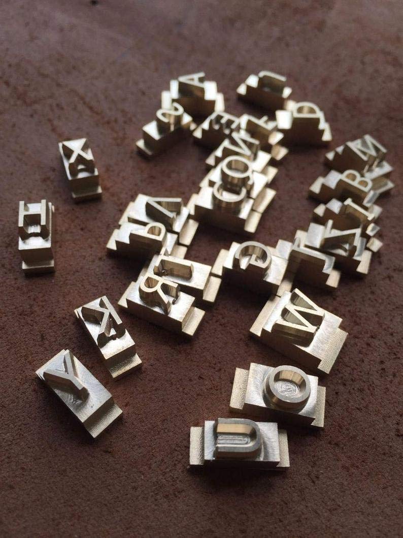 26 Interchangeable Alphabet Letter Stamp with T-Slot Holder/Customized Brass Stamp/Leather Stamp/Wood Stamping/Hot Foil Stamp/Number,Alphabet DIY Die
