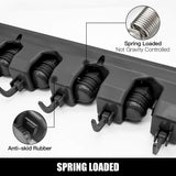 IMILLET 2 Pack Mop and Broom Holder, Wall Mounted Organizer Mop and Broom Storage Tool Rack with 5 Ball Slots and 6 Hooks (Black) IMILLET