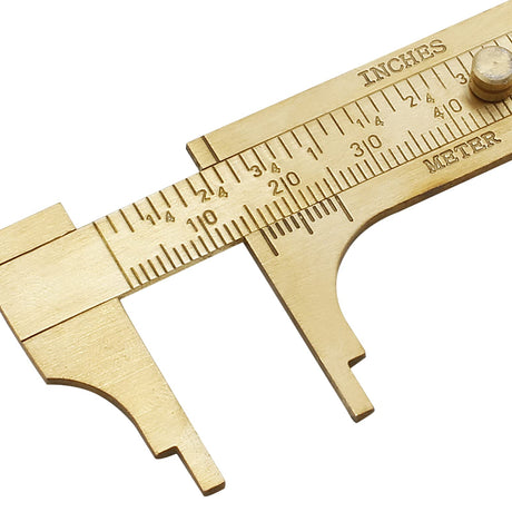 Kyuionty Brass Pocket Vernier Caliper Ruler, Sliding Gauge Mini Vernier Caliper Double Scales MM/Inch Measuring Tool (100mm) Kyuionty