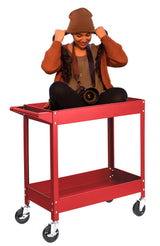 TCE Service Utility Cart Heavy Duty 2 Shelf Tier 300 LBs Rolling Trolley Storage Organizer for Garage Warehouse Workshop, APTC304U , Red TCE