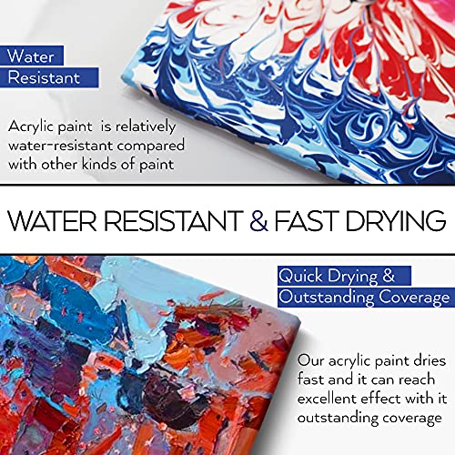 Acrylic Paint Set of 64 Colors 2fl oz 60ml Bottles with 12 Brushes,Non Toxic 64 Colors Acrylic Paint No Fading Rich Pigment for Kids Adults Artists HissiCo