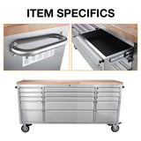 SINDA 72 Inch Tool Chest with Drawers and Wheels Mobile Workbench Garage Tool Storage Cabinet Large Rolling Lockable Tool Box with Wood Top, SINDA