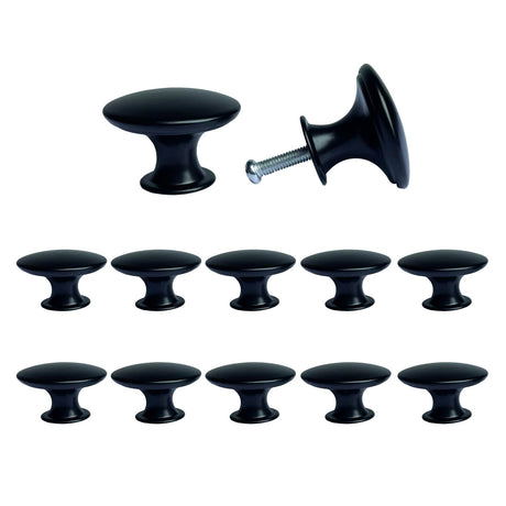 Mokife Black Knobs for Chest of Drawers, 12 Pack Vintage Kitchen Cabinet Pulls Round Metal Cupboard Door Handles with Screws for Furniture Dresser Mokife