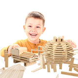 3 Bees & Me Wooden Building Toys - STEM Toys for Boys and Girls - 100 Wood Plank Pieces 3 Bees & Me