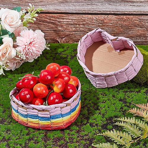 FREEBLOSS 8 Set Heart Style Basket Weaving Kit Introductory Sewing for Beginners, Creative Woven Bowl Suitable for for Kids Arts and Crafts Projects FREEBLOSS