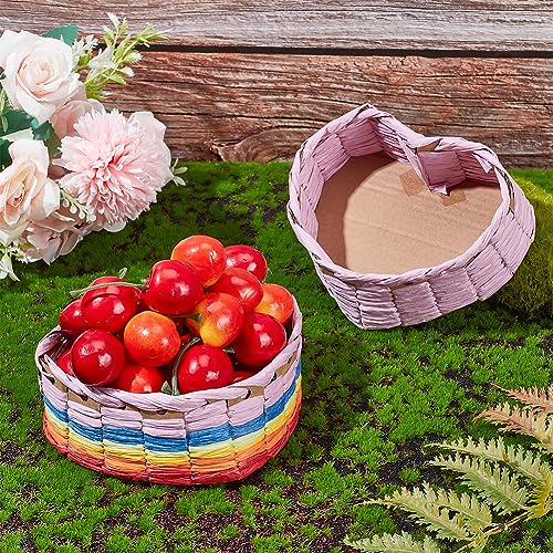 FREEBLOSS 8 Set Heart Style Basket Weaving Kit Introductory Sewing for Beginners, Creative Woven Bowl Suitable for for Kids Arts and Crafts Projects