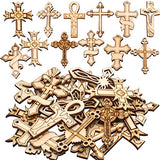 Hendevl Wooden Crosses Bulk,20pcs Mixed Natural Wood Crosses Charms for Crafting Jewelry Making Hendevl