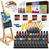 Professional Acrylic Paint Set, 60PCS with Paint Brushes,Acrylic Paint,Easel,4 Sizes Blank Canvases,Palette, Paint Knives,Brush Cup and Art Sponges ESRICH