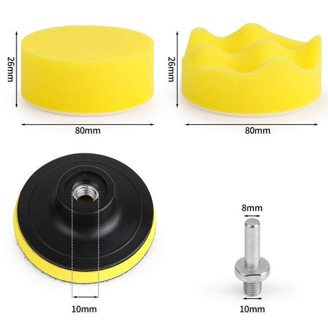 Kshineni 3 Inch Drill Buffing Pad, 11 Pcs Car Foam Polishing Pads Kit, Drill Buffer Polisher Attachment Buffing Kit for Car Polishing, Waxing, Kshineni