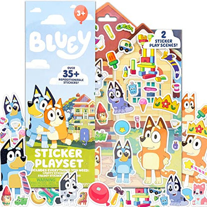 Horizon Group USA Bluey Sticker Playset, 2 Sticker Play Scenes, 35+ Reusable Puffy Bluey Repositionable Stickers for Kids, Perfect for Travel, - WoodArtSupply