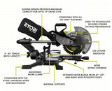 RYOBI ONE+ HP 18V Brushless Cordless 10 in. Sliding Compound Miter Saw Kit with 4.0 Ah HIGH PERFORMANCE Battery and Charger Ryobi
