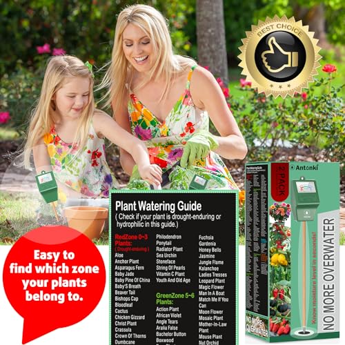 Antonki Soil Moisture Meter for Indoor Plants, Plant Water Meter, Soil Hygrometer Monitor, Soil Sensor Water Test Kit for Flower, Tree Gardening, Antonki