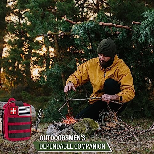 Survival First Aid Kit, Molle Medical Pouch 282PCS Outdoor Emergency Survival Gear and Equipment for Hiking Camping Hunting Car Boat Home Travel and XIFOZA