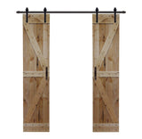 LUBANN Rustic Hardwood Barn Door Unfinished Knotty Alder Solid Wood Barn Door Slab (bi-Parting 19X2) LUBANN