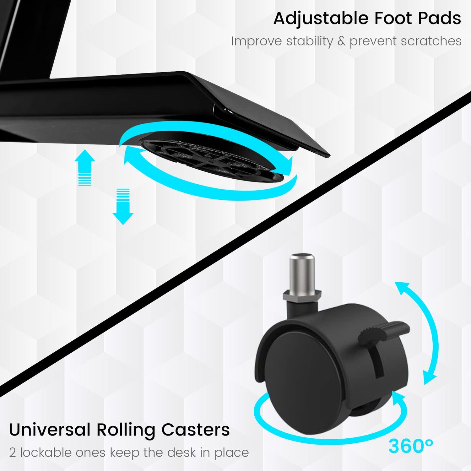 COSTWAY L Shaped Electric Adjustable Desk, L-Shaped Standing Computer Desk w/Splice Tabletop, 2 Hooks & Rolling Casters, Sit-Stand Corner Desk w/ 4 COSTWAY