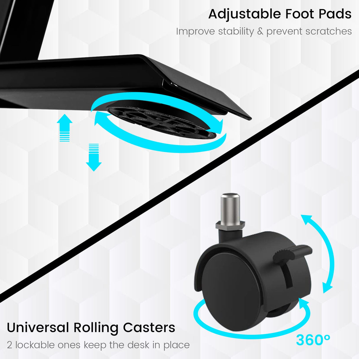 COSTWAY L Shaped Electric Adjustable Desk, L-Shaped Standing Computer Desk w/Splice Tabletop, 2 Hooks & Rolling Casters, Sit-Stand Corner Desk w/ 4 COSTWAY
