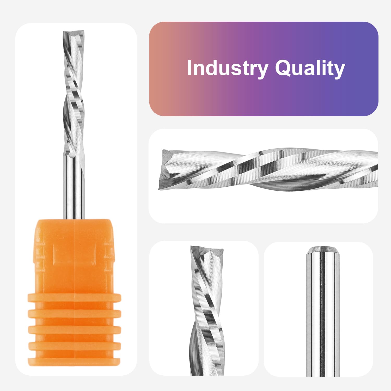 SpeTool Downcut CNC Bit 1/8 Inch Cutting Diameter 1/8 Inch Shank, Solid Carbide Spiral Router Bit Pluge Cut for Woodwoorking Inlay Engraving Tool SpeTool