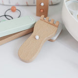 nunukids Wooden Makeup Toy Set Pretend Wood Beauty Salon Toys Toddler Wooden Makeup Kit for Girls 16PC nunukids