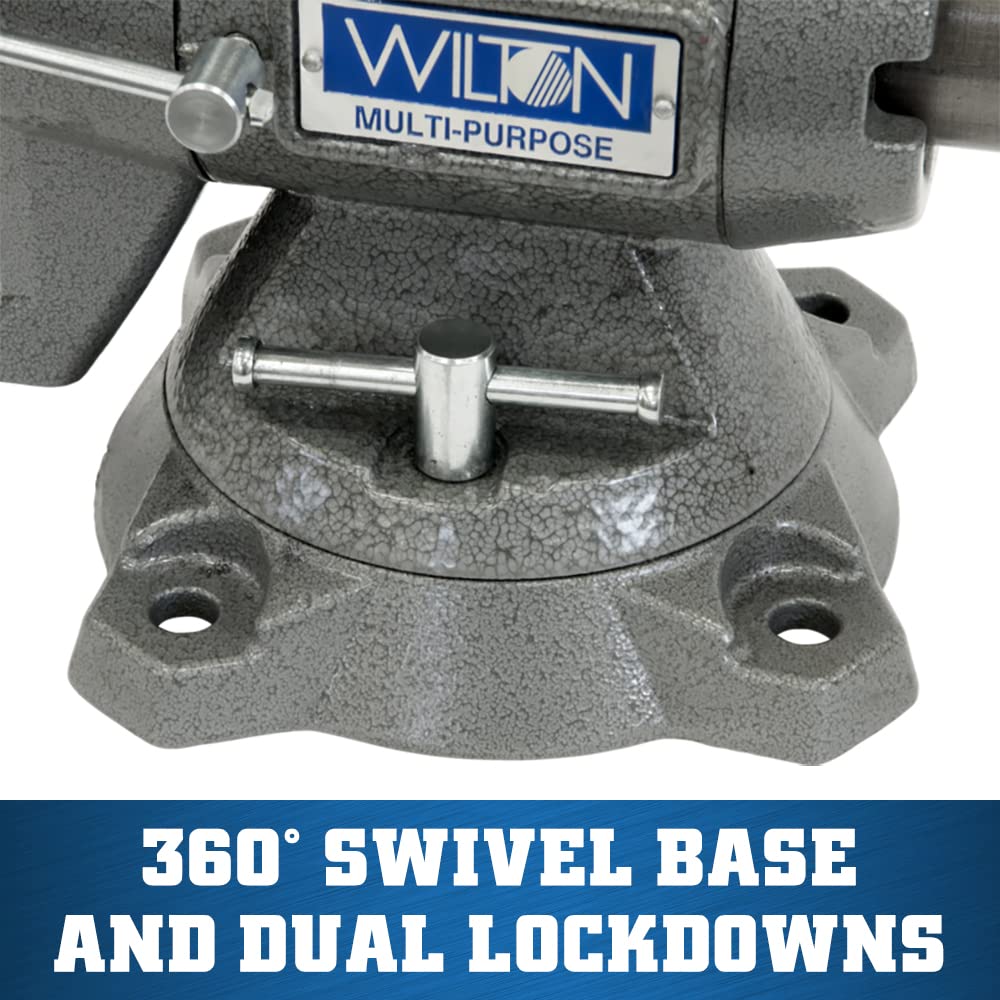 Wilton 5-1/2" Multi-Purpose Bench Vise, 360° Rotating Head & Base, 5" Max Opening (Model 550P) - WoodArtSupply