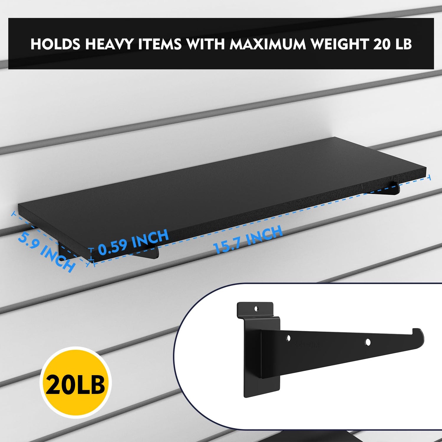 8 Pack Wooden Slatwall Shelf, 15.7 x 5.9 Inch Slatwall Shelves with Metal Brackets Heavy Duty Slat Wall Organizer Slatwall Shelving Accessories for BeapTcely