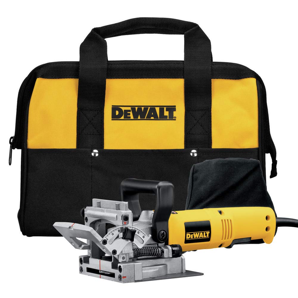 DEWALT Biscuit Joiner, 6.5 Amp, 10,000 RPM, Retractable 45 Degree Notch, For Depth Spots (DW682K),Yellow - WoodArtSupply