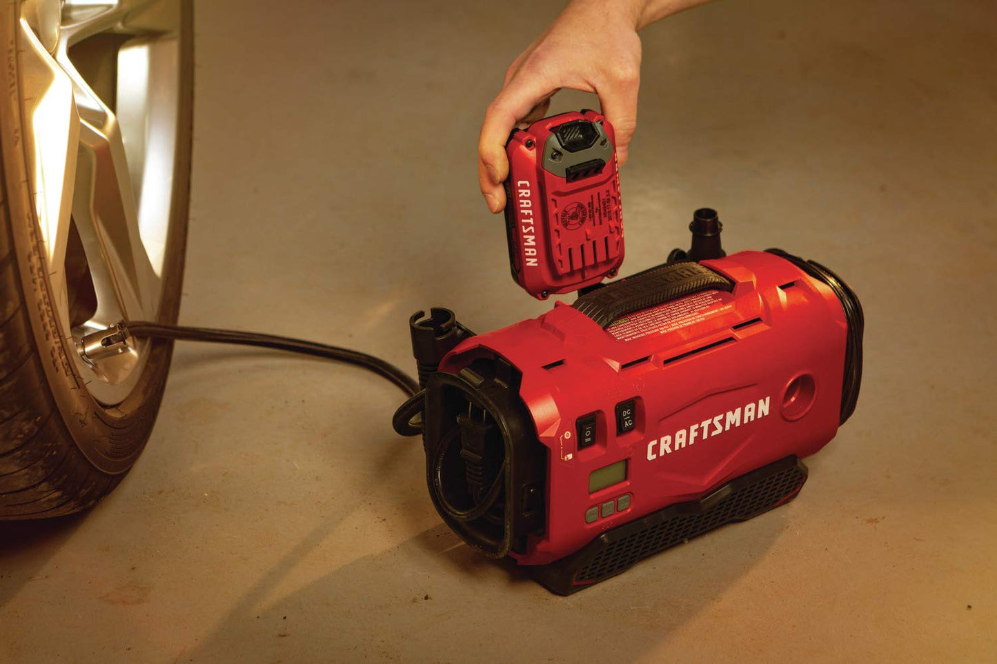 CRAFTSMAN V20 Tire Inflator, Compact and Portable, Automatic Shut Off, Digital PSI Gauge, Bare Tool Only (CMCE520B)