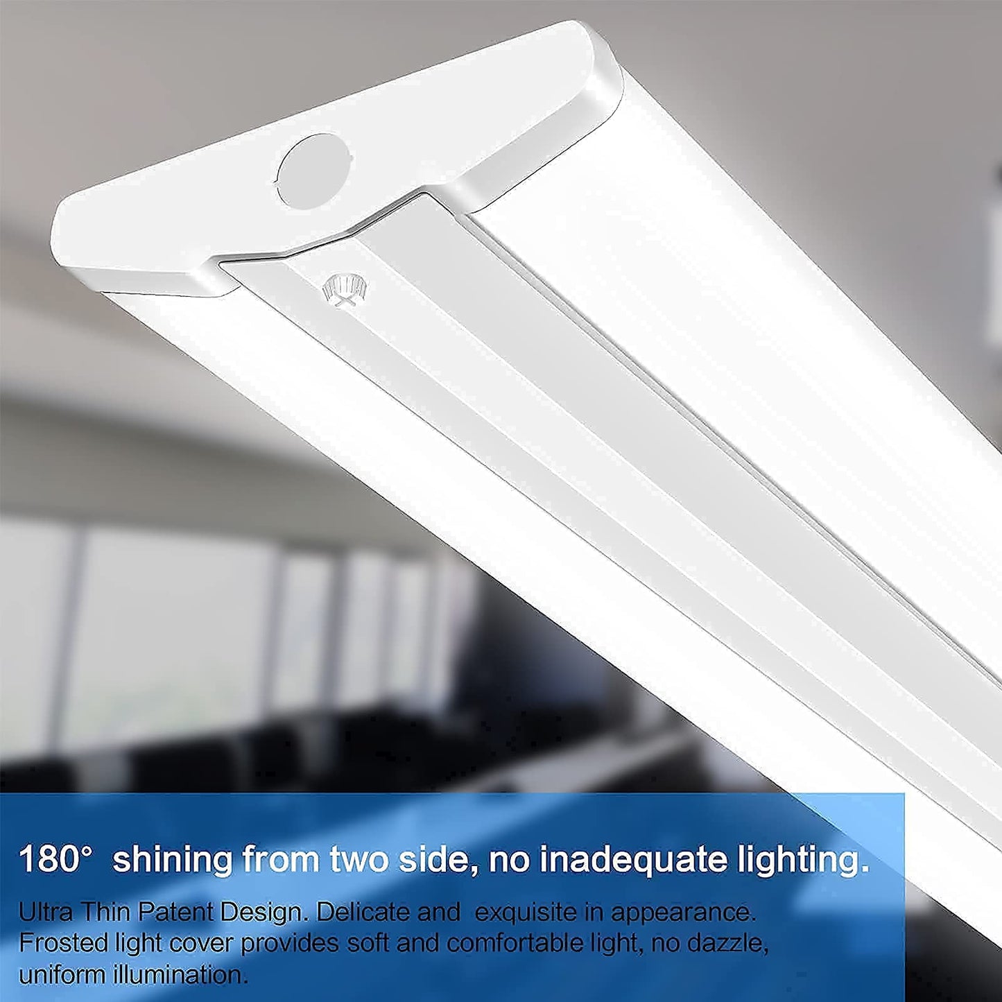 AntLux 110W 8FT LED Shop Lights Ultra Slim LED Wraparound, 12600LM, 5000K, 8 Foot Strip Light, Flush Mount Garage Office Warehouse Ceiling Lighting - WoodArtSupply