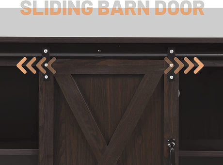 Farmhouse Espresso Coffee Bar Cabinet with Sliding Barn Doors & Ample Storage 4ever2buy