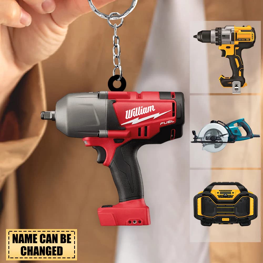 Middlepeace Personalized Power Tool Acrylic Keychain 2D Flat Compact Kit Tools Keyring Birthday Father's Day Gift For Him Mechanic Contractors Dad Middlepeace