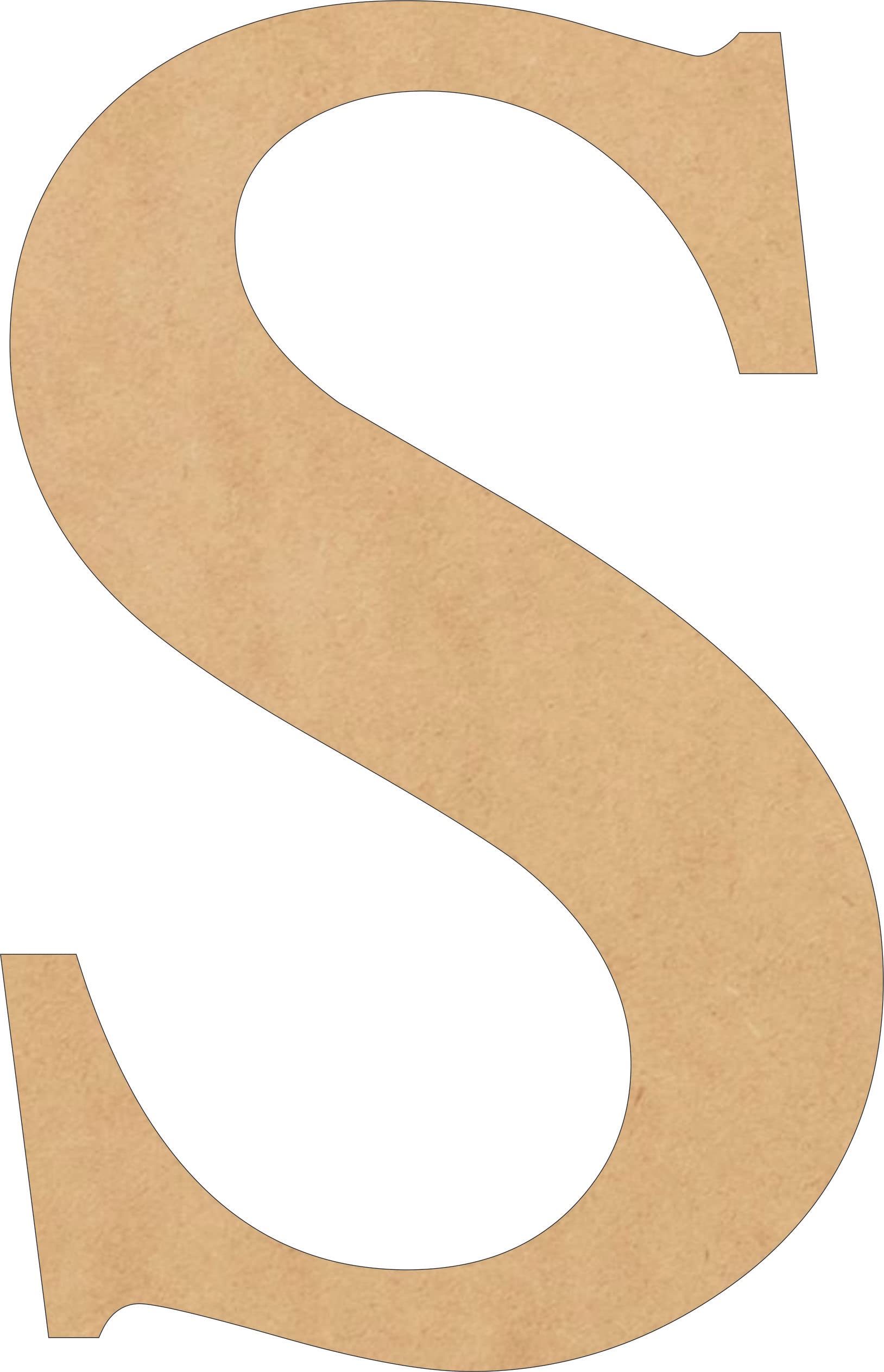 6 Inch Wooden Letter MDF Craft, Unfinished S Alphabet Letter Door Hanger Shape, Paintable Wall Hanging Cutout, DIY - WoodArtSupply